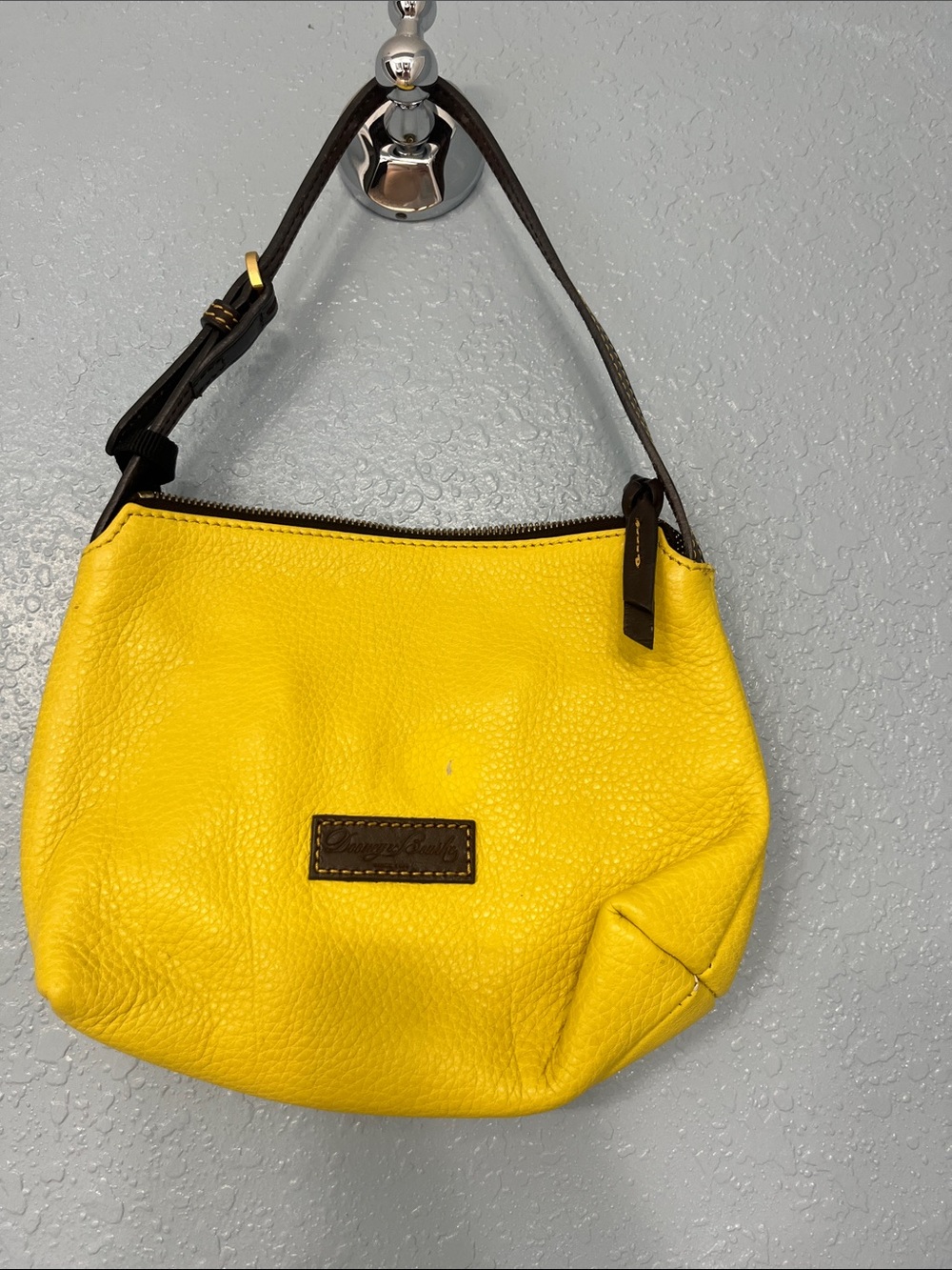 Dooney & Burke pebbled leather baguette mini bag bright yellow
